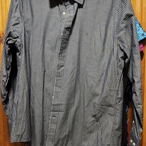 Tommy Hilfiger Navy Blue Striped Dress Shirt